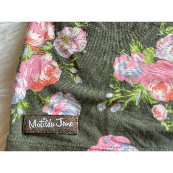 Matilda Jane Womens Sz XS Green Floral Print Ruffle Short Sleeve blouse - Picture 7 of 10